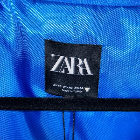Zara blue satin cropped blazer - Picture 4 of 4